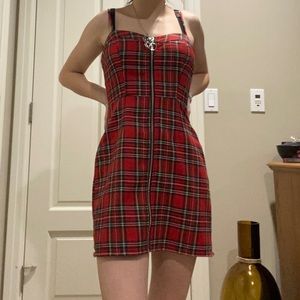red plaid forever 21 zip up dress